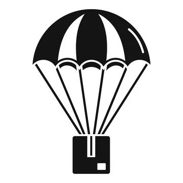 Parachuting parcel icon, simple style Illustrazione stock