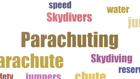 Parachuting Tagcloud Animated Isolated On White Stock Footage 107212298