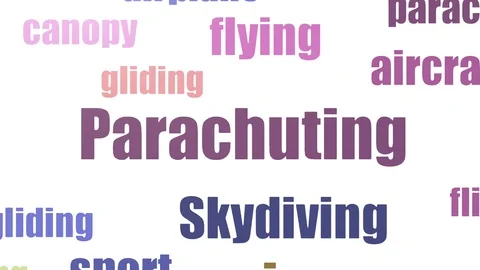 Parachuting Word Cloud Animated On White Background Stock Footage 107205249