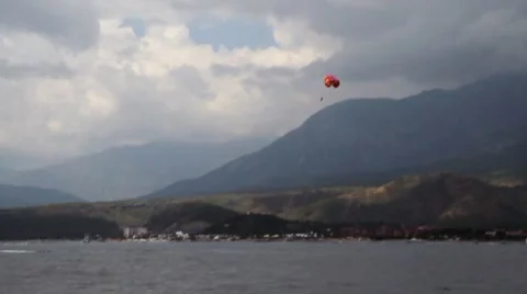Parachutist and mountain Stock Footage 7734658