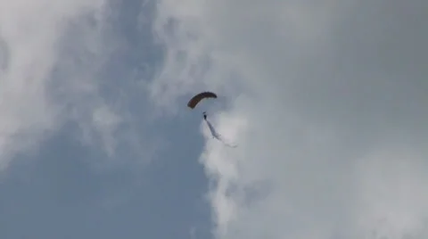 Parachutist with big flag Stock Footage 38861645