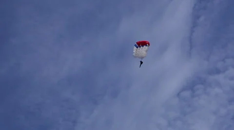 Parachutist in the blue sky Stock Footage 67559366