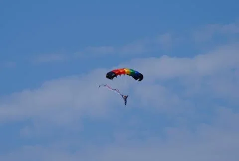 Parachutist in flight Stock Photos