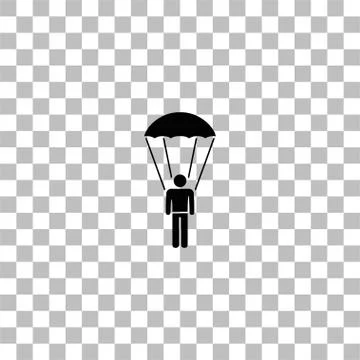 Parachutist icon flat Stock Illustration