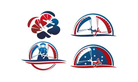 Parachutist Icon Template Set Illustrazione stock