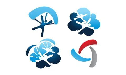 Parachutist Icon Template Set Stock Illustration