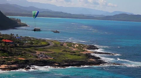 Parachutist Over The coast Stock Footage 43858761