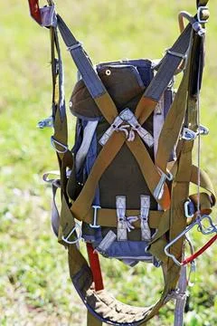 Parachutist training backpack for beginners Stock Photos