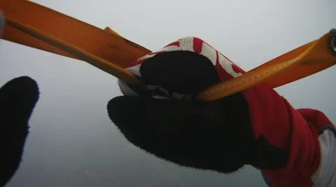 Parachutists flying in clouds. Extreme active sport. Adrenaline. Professional Video stock 65796946
