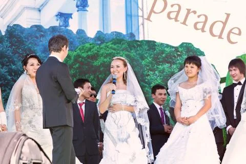Parade of asian brides Stock Photos