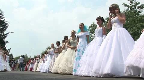 Parade of brides Stock Footage 11225679