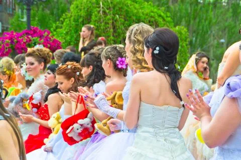 Parade of brides Stock Photos