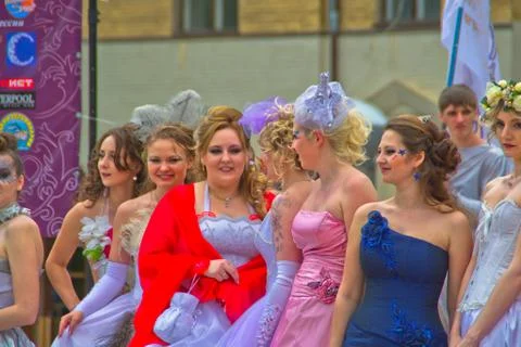 Parade of brides Stock Photos