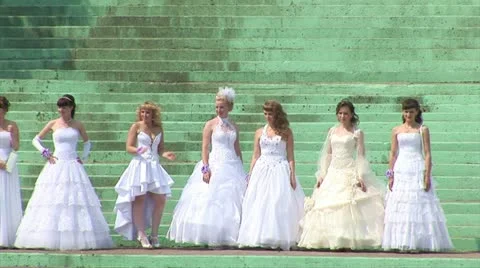 Parade of brides (zoom out) Stock Footage 11291403