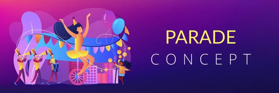Parade concept banner header. Illustrazione stock