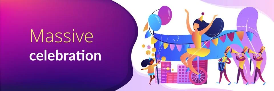 Parade concept banner header. Illustrazione stock
