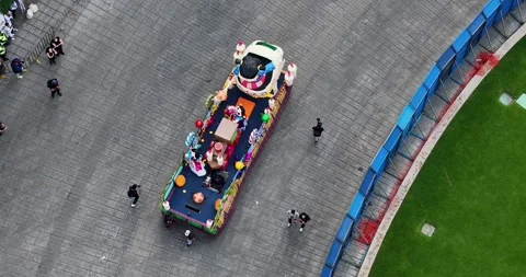 Parade float with Oaxacan dolls representing Mexican culture in the Day of Stock Footage 292741289