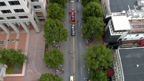  Parade Float Overhead View 4k Drone UHD Stock Footage 94244297