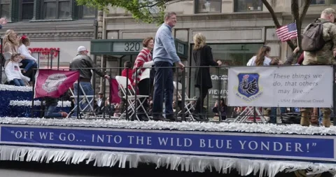 Parade Float at Veterans Day Parade in Manhattan, NYC Stock Footage 215849797