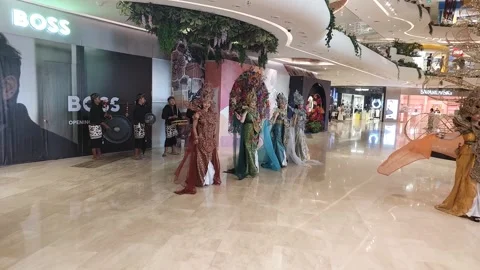This is Parade of the Goddesses, performed at Icon Mall Sanur, Bali. Stock Footage 309293917