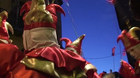 Parade of the group of the young boy in the carnival of Limoux in France Stock Footage 52653301