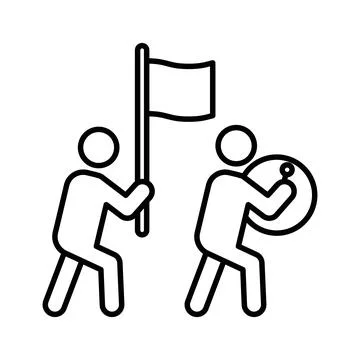 Parade icon linear logo mark in black and white Stock Illustration