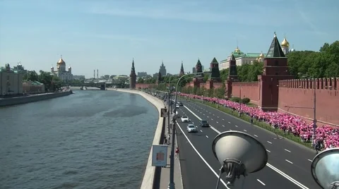 Parade On The Kremlin Embankment 3 Stock Footage 6106965