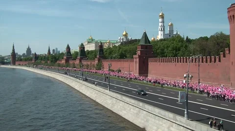 Parade On The Kremlin Embankment Stock Footage 6106982