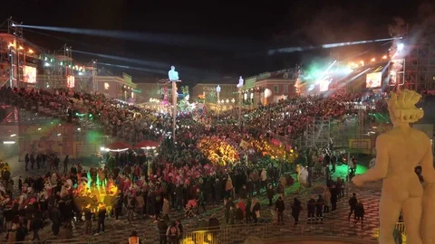 The parade of Nice Carnival, The King of Cinema. General view Stock Footage 103113151