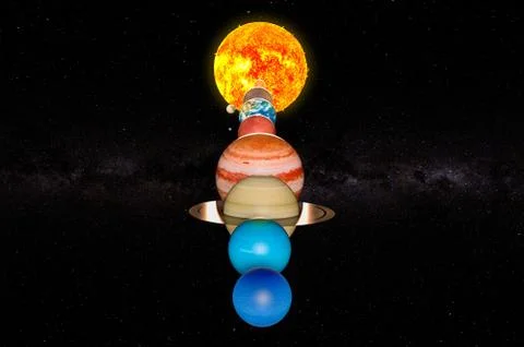 Parade of planets, appulse. 3D rendering Stock Illustration