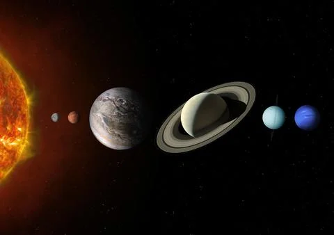 Parade of planets. Planet alignment. Stock Photos