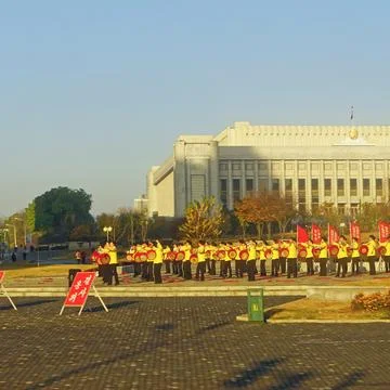 Parade Preparation Pyongyang Stock Photos