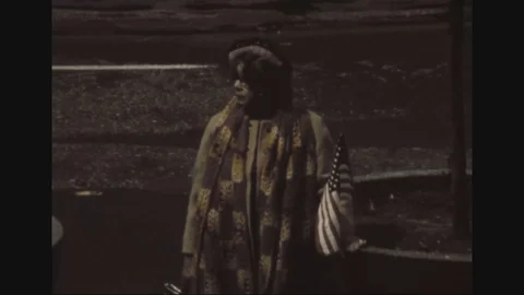 Parade in progress and spectators in line on streets at Time's Square - 1973 Stockbeeldmateriaal 97903516