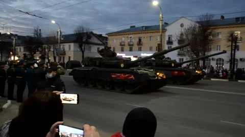 Parade rehearsal devoted to Victory Day may 9 Stock Footage 314242515