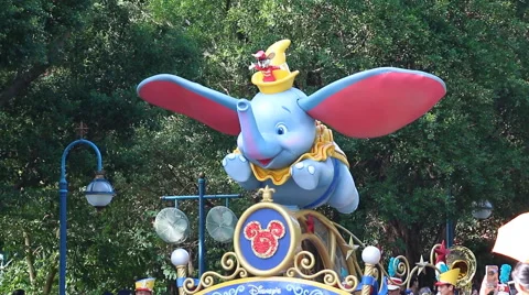 Parade Show Famous Cartoon Character Of Walt Disney in Disneyland, HongKong 2014 Stock Footage