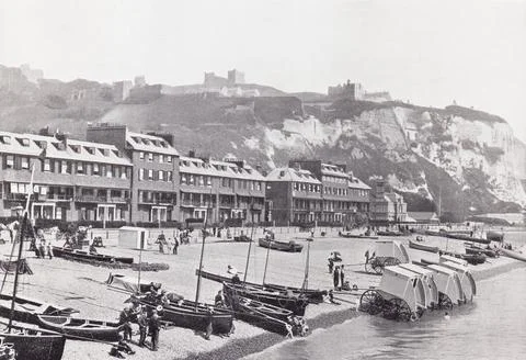 The Parade, showing Dover Castle, Dover, Kent, England, seen here in the 19th ce Stock-Illustration