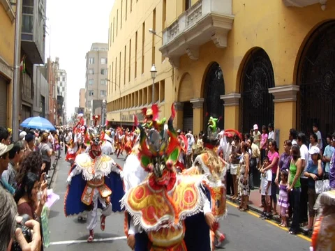 Parade in Street in Lima, Peru Stock Footage 112950476