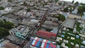 Parade thru St. Marc's Streets to Celebrate Carnival Stock Footage 86031834