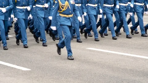 Parade of troops. March of soldiers Video stock 79341012