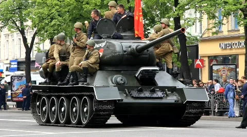 Parade of victory Stock Footage