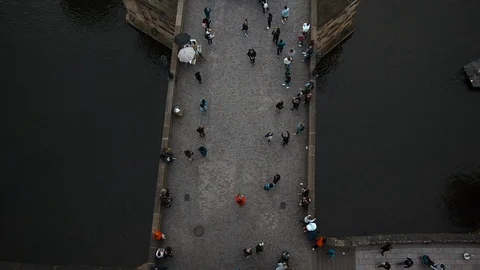 Parade Walking on Bridge Flat Lay Stock-Footage 95539421