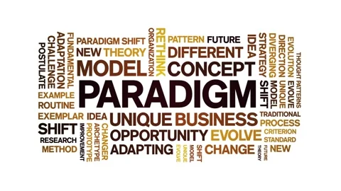 Paradigm animated word cloud,animation text kinetic typography seamless loop. Stock Footage 253828864