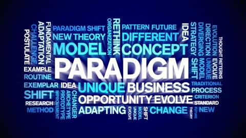 Paradigm animated word cloud,animation text kinetic typography seamless loop. Stock Footage 253829816