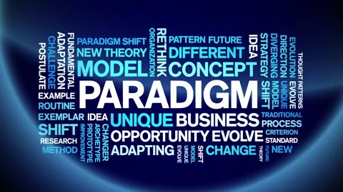 Paradigm animated word cloud,animation text kinetic typography seamless loop. Stock Footage 253829946