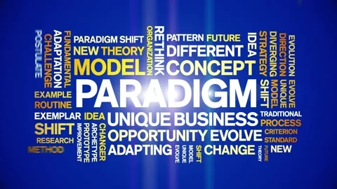 Paradigm animated word cloud,animation text kinetic typography seamless loop. Stock Footage 253830155