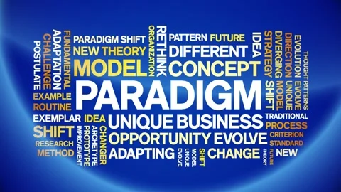 Paradigm animated word cloud,animation text kinetic typography seamless loop. Stock Footage 253830268