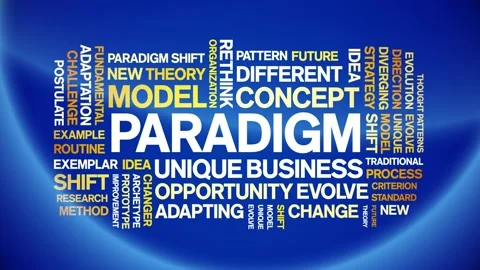 Paradigm animated word cloud,animation text kinetic typography seamless loop. Stock Footage 253830306