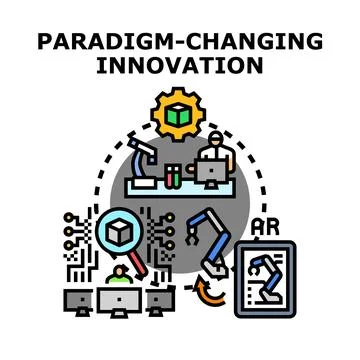 Paradigm changing innovation developing virtual reality augmented design Stock Illustration