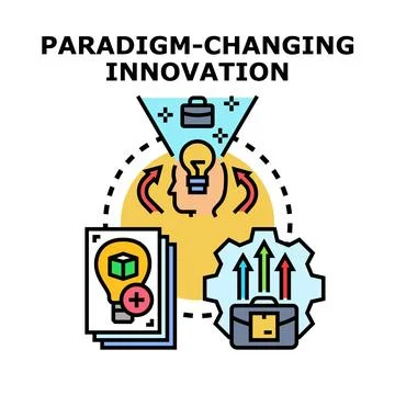 Paradigm changing innovation process developing new ideas Stock Illustration