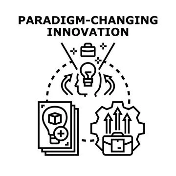 Paradigm changing innovation process developing new ideas Stock Illustration